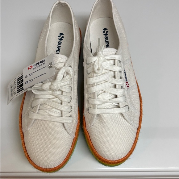 Superga Shoes - NWT Superga White Sneakers with Rainbow Sole Size 8